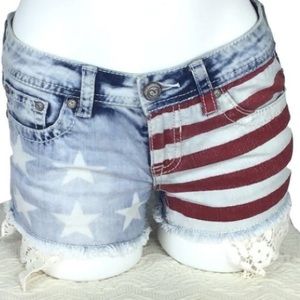 Shyanne Frayed Lace American Flag Denim Shorts